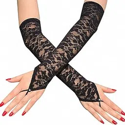 Women's Black Long Gloves, Fingerless Gloves, Party, Opera, Evening Dress, Role Playing Accessories.-picture-27