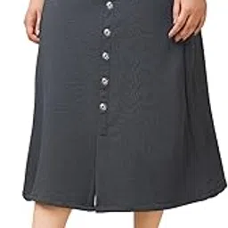 areca designer Areca's Grey A-line Midi Skirt with Front Buttons for Womens-picture-50