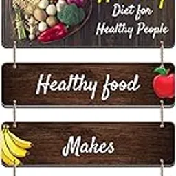 Ranovaa Healthy Food Diet Makes You Feel Good Wooden Wall Hanging | Kitchen Dining Room Decor | Rustic Healthy Living Wall Art | Decorative Handcrafted Artwork | Wall Art for Decoration (DWA_6702)-picture-17