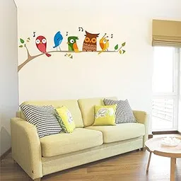 Wall Stickers | Wall Sticker for Living Room -Bedroom - Office - Kids Room - Hall - Home Decor | StickersYard Singing Birds Wall Sticker (91X40)-picture-67