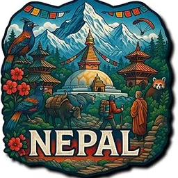 Nepal Design Decorative Wooden Fridge Magnet, HD Print, 7.6x7.6 cm, International Nepal Souvenir | Fridge Decoration Magnet for Kitchen & Home Decor | Stylish Fridge Magnet-picture-21