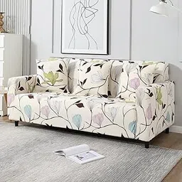 Luxton Home Universal Floral Printed Sofa Cover for Any Type of Sofa, Stretchable 3 Seater, 2 Seater and Single Seater Sofa slipcover, Washable Spandex Jacquard Fabric (Autumn, Three Seater) image 1