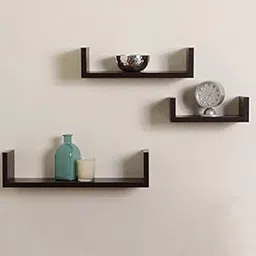 AMAZE SHOPPEE U-Shape MDF Floating Wall Shelves Set of 3 (Black)-picture-12