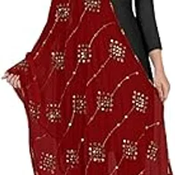Elegant Maroon Chiffon Dupatta with Gold Sequin Embroidery, Traditional Indian Ethnic Wear, Embellished dupatta-picture-15