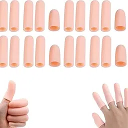 20 PCS Finger Gloves, Silicone Finger Protector for Kitchen Use, Medical Finger Cots for Arthritis, Cricket, Guitar Playing, Thumb Sucking, (16 Slender + 4 Small), Skin Tone-picture-28