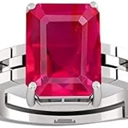 18.25 Ratti / 17.00 Carat Ruby (Manik/Manikya/Maneek) Gemstone Panchdhatu White Silver Plated Ring for Astrological Purpose (Lab - Teseted)-image-73
