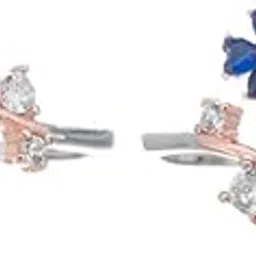tassya Blue Floral Crystal Toe Rings and Rose Gold, Adjustable Size-picture-41