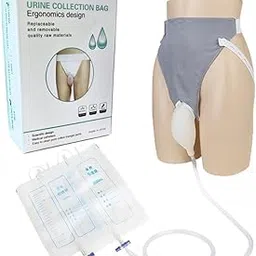 Hobbylobby Urine Collector – Urinal for Men Breathable Adjustable Reusable Silicone Collector with Portable Wearable Odour - Free Urinary Drainage Bag System with 1000 ml & 2000 ml bags | White/Grey/Blue | for Men-picture-14