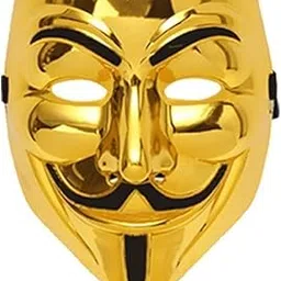 JAGMOOLYA PRODUCTS Golden Hacker Mask for Kids, Anonymous V for Vendetta Mask Halloween Costume Cosplay Masquerade Party-picture-26