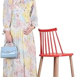 moms maternity Women's Lurax Georgette Geomatric Print Maternity Yellow Maxi Dress with Front Zipless Feeding Access-picture-25