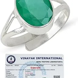 Natural Certified Panna Ring Emerald Ring Gemstone Ring Original Silver 925 Adjustable Ring for Women Men - 5 Ct Panna-image-29