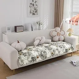 HOKIPO Digitally Printed Water Repellent + Waterproof Sofa Seat Mat for 3 Seater Sofa - Feather Brown Floral (AR-5248-C1*1)-picture-29