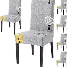 HOKIPO 6 Elastic Dining Chair Cover Protector Seat Slipcovers (AR-4103-S11*6),Grey-picture-32