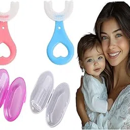 Silicone Finger Toothbrush with Protective Cover Case | Soft Bristles for Baby Oral Care | Pack of 2 (Clear Blue & Pink) | Gentle Gum Massager & Teether | Safe & BPA-Free-image-91