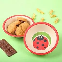 Kids/Baby Feeding/Dinner/Eating Bowl Set of 2| Includes 2 Bowls |Made of Bamboo| | Eco-Friendly |Organic & Natura (Lady Bug)-picture-38