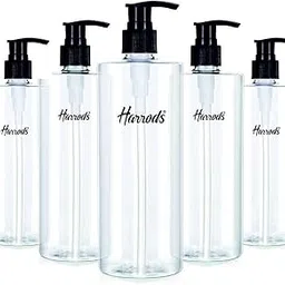 Harrods 5-Piece Empty Refillable Shampoo Pump Bottles | 500ml Plastic Soap Dispenser for Wash Basin, Handwash | BPA-Free, Durable Spray Bottles for Liquid Soap, Lotion, Conditioner - Transparent-image-81