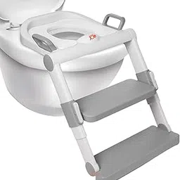 JUNIOR JOE Foldable Potty Training Seat with Stairs - Adjustable Install-Free Toilet Trainer with Non-Slip Splash Guard for Toddler Boys & Girls (GREY)-picture-10