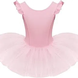 IDOPIP Toddler Kid Girls Ruffle Flutter Sleeve Ballet Dance Dress Tutu Skirted Leotard Ballerina Dancewear Gymnastics Costume-image-32