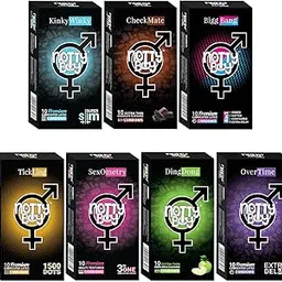 NOTTY BOY Mixed Assortment Combo Pack - Multi Texture Ribbed, Dotted, Contoured, Ultra Thin, Extra Delay and Chocolate Flavoured Condoms - Pack of 7, 70Pcs-picture-65