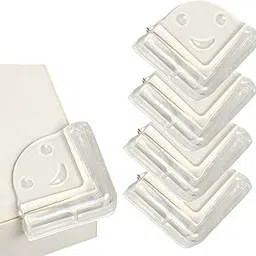 Bembika Baby Safety Corner Protector, Baby Proofing Edge & Corner Guards L-Shaped Transparent Acrylic Protector for Furniture Table Glass Corner Guards for Sharp Edges-(4 Pcs)(L-Round)-image-2