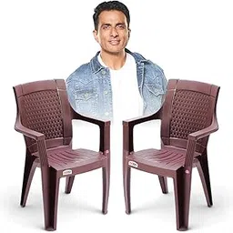 AVRO FURNITURE Plastic Chair with arm, Matt & Gloss Pattern Chair for Home,Living Room,Outdoor, Bedroom |Set of 2| Bearing Capacity Upto 150Kg | Strong & Sturdy,Brown 7756|1 Years Guarantee-image-48