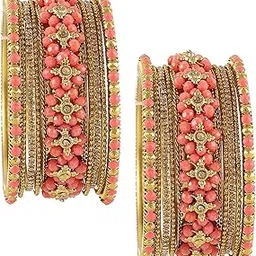 shubh adarsh Metal Gajra Pattern Studded With Zircon Bangle set For Women & Girls-picture-35
