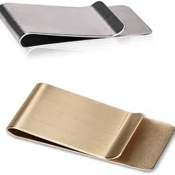 wafjamf WAF Small Pack of 2 Silver & Gold Men's Slim Money Clip Stainless Steel Credit Card Holder Pocket Cash Wallet (Silver + Golden)-picture-32