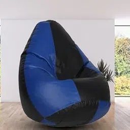 GUNJ XXL Tear Drop Bean Bag Cover (Without Beans) (Black, Blue)-picture-12