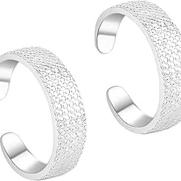 silver chest Silver Toe Rings for Women Pure Silver 925 - Elegant and Comfortable 3D Self Design Simple Toe Ring Silver Bands for Girls-picture-37