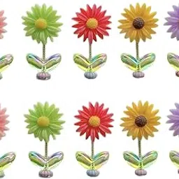 10Pcs Mini Paste Shaking Head Sunflower Car Accessories for Dashboard, Dancing Solar Flowers, Car Accessories for Dashboard, Car Mirror Decorative Dashboard Ornaments, Latest Multi-Colour 2025-image-2