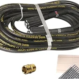 Digital Craft Hydraulic Pressure Washer Hose Pipe 3263PSI , M22*1.5*14mm High Pressure Washer Hose Spray Water Hydraulic Pressure Washer Pipe 10MTR,Pipe Joint Connector M22,Dusting Cloth & Floor Mop,-image-1