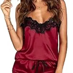 Donyoo Lingerie Sexy Lace Pyjamas Set, Lingerie Sleep & Lounge Wear for Women, Lingerie Silky Cute Shorts Set-picture-17