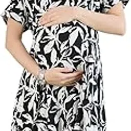 momtobe Women's Rayon Maternity Dresses | Pregnancy Feeding Nursing Dress with 14 inch Zip on Both Sides-picture-20