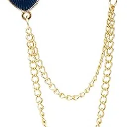 knighthood Blue and Gold Shield with Crown Symbol and Hanging Chain Alloy Lapel Pin Brooch-picture-54