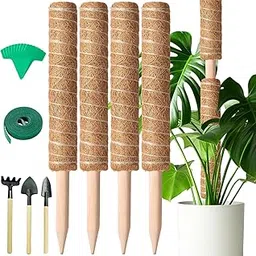 16 Inch Moss Poles for Plants Monstera, Coir Totem Pole with Mini Gardening Tools, Bendable Plant Supports Stands for Potted Indoor Climbing Plants and Cheese Plant (4Pcs)-picture-22