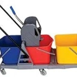 Dhwani Enterprise Three Bucket Trolley | Hotel & Hospital Cleaning Cart with Wheels | Three Bucket Wringer Mop System Trolley | 60Ltr-picture-67