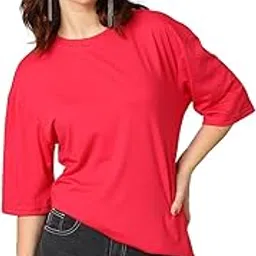 kotty Women's Cotton Oversize Fit Round Neck T-Shirt | Elegant & Flattering Cut | Soft Stretch Fabric-picture-35