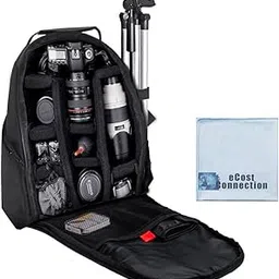 Deluxe Digital Camera / Video Padded Backpack For Nikon, Canon, Sony, Pentax DSLR Cameras, Nikon D300, D300S, D3000, D3100, D3200, D3300, D5000, D5100, D5200, D5300 & Many More SLR / DSLR Cameras + eCost Microfiber Cloth-picture-14