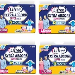 Lifreee Extra Absorb Super Pants Adult Diaper/Unisex/Size- Large / L10x4=40-picture-23