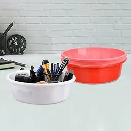 Homestic Pack of 3 Desk Organizer | Stationery Organizer | Multipurpose Organizer | Office Supplies for Pen-Pencil-Staplers | Desktop Organizer | 6 LTR | Red & Pink & White-picture-31
