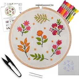 Embroiderymaterial Cotton Embroidery Kit With Pattern All Materials Included With Tutorial Pages,Multicolor-picture-32