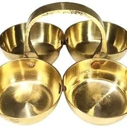 Brass Puja Chowmukh || Chokra Chopala Bowl Stand for Haldi, Kumkum, Rice, Elaichi,Mishri,Roli Pack of 1(no-3)-picture-41