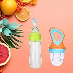 Safe-O-Kid BPA-Free Designer Fruit Nibbler & Squeezy Spoon – Soft Silicone Baby Feeder for Safe & Easy Weaning (Assorted)-picture-34