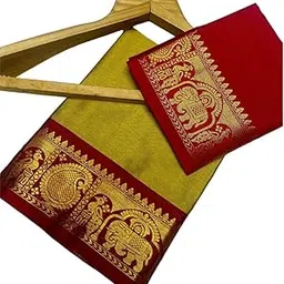paramparik textile Traditional Silk Saree with Gold Zari Border, Elephant Motif Design-picture-39