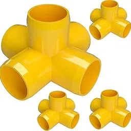 FORMUFIT 1-1/4" 5-Way PVC Cross Furniture Grade Fitting in Yellow, 1.66" Actual ID, (Pack of 4), Made in USA, UV-Resistant, Impact-Proof, Add Internal Structure Support with PVC Pipe - F1145WC-YE-4-image-36