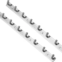 Stainless Steel Kitchen Accessories Hanger Rack – 8 Hooks, Rust-Resistant Wall Mounted Organizer with Chrome Finish, Utensils & Bathroom Accessories (Pack of 2)-picture-40