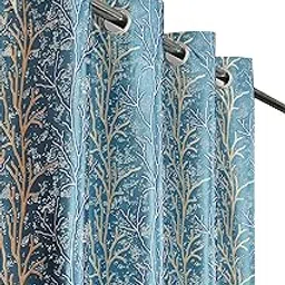 Homefab India 2 Piece Polyester Eyelet Window Curtain - 5 feet,Blue, Room Darkening Curtains-picture-20