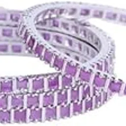 opal touch Rhodium Plated Made of Brass Bangles For Women | Traditional Bangle For Women | Studded Design Bangles | Traditional Stylish Bangles Set for Girls and Women-picture-15