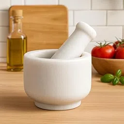 Majestic marble art Premium 3x4 Inch White Marble Mortar and Pestle Set, for Grinding Spices, Herbs Natural & Traditional Grinder (White, 3X4 Inch)-image-80