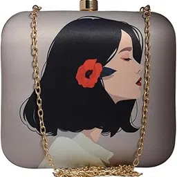 artklim Portrait Printed Clutch Bag For Women With Detachable Chain Sling Strap-picture-13